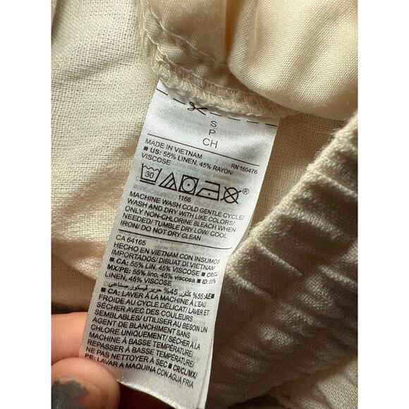 Old navy linen white pull on pants womens small coastal‎ beachy nautical casual - Picture 5 of 9